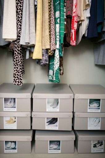 Old shoe boxes used to separate delicates, scarves, socks and napkins.