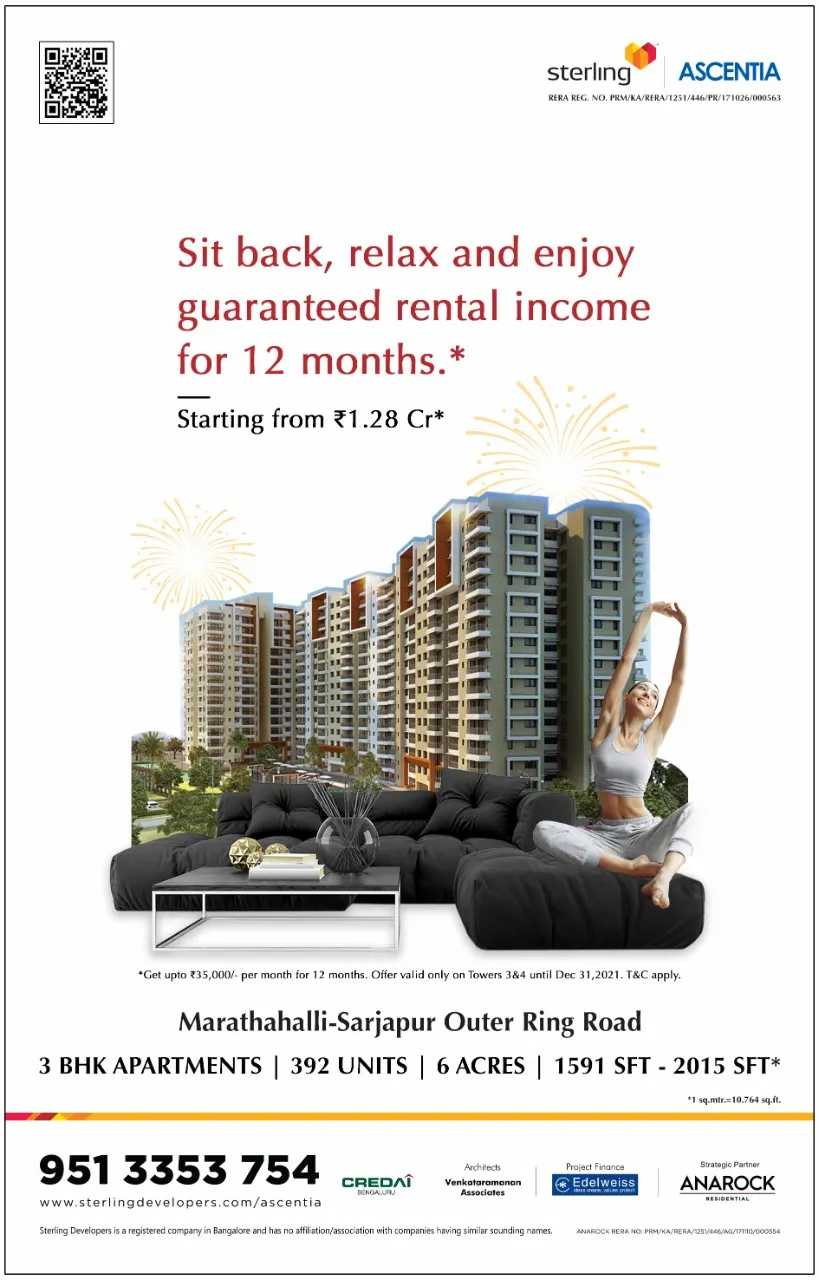 Sterling Ascentia 3BHK apartments | Guaranteed Rental Income for 12 Months 